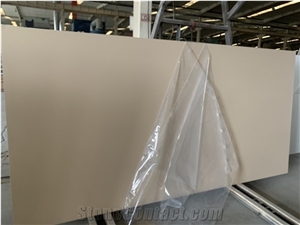 Beige Quartz Solid Surface Stones for Wall Claddding