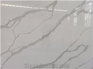 Calacatt Gold White Quartz Slabs Engineer Stone for Countertop