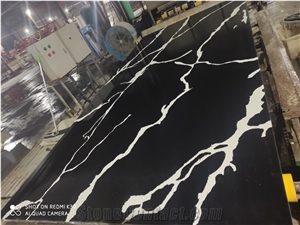 Calacatta Black Quartz Stones for Countertop and Vanity Top
