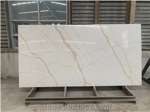 Calacatta Gold Quartz Slabs Engineer Stone for Coutertop