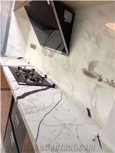 Calacatta Marble Looking Quartz Stone Slabs