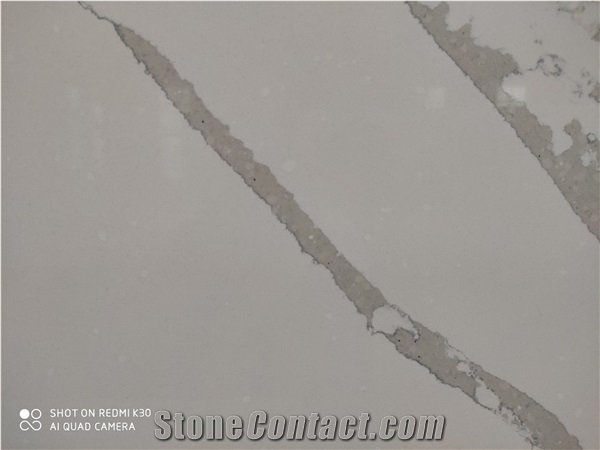 Calacatta White Quartz Stone Engineer Surface for Coutertop