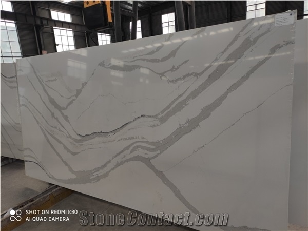 Hot Sale Calacatta White Quartz Slabs for Coutertop