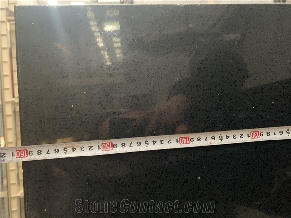 Sparkle Balck Quartz Stones Engineer Slabs for Countertop