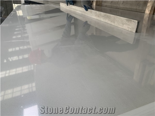 Sparkle Snow White Grain Color Quartz Slab Surface Stone