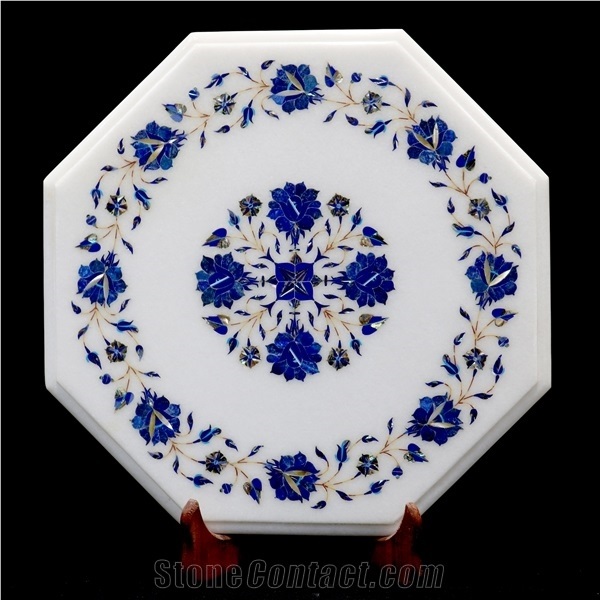 Makrana White Marble Inlay Table Top
