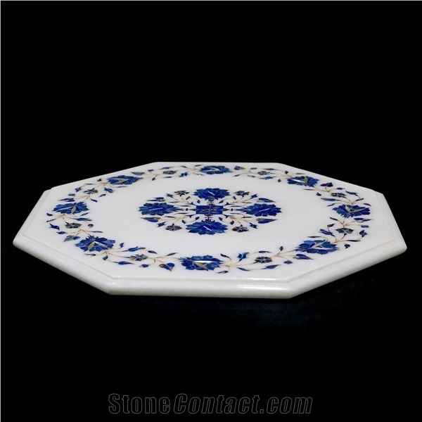 Makrana White Marble Inlay Table Top