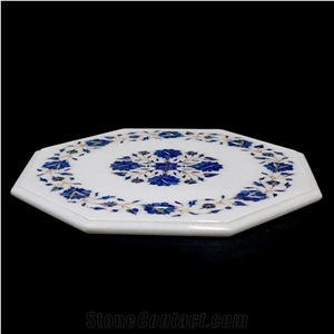 Makrana White Marble Inlay Table Top