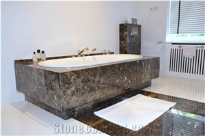 Marron Emperador Stone Bathtub Deck, Surround