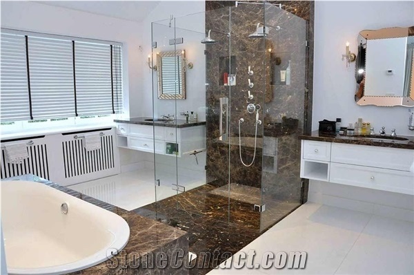 Marron Emperador Stone Bathtub Deck, Surround