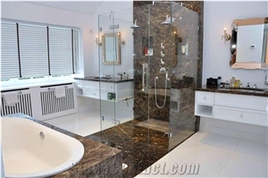 Marron Emperador Stone Bathtub Deck, Surround