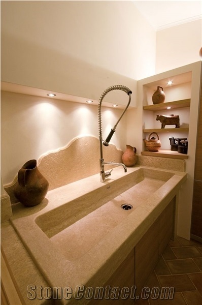 Pietra Di Vicenza Kitchen Countertop, Farm Sink