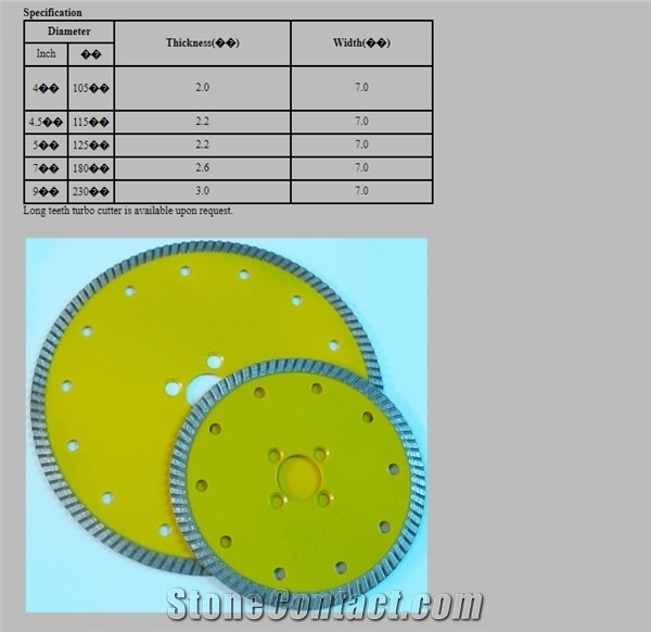 Narrow Turbo Cutter Disc, Turbo Saw Blade