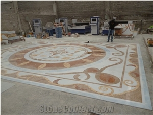 Complex Pattern Natural Marble Waterjet Medallion Flooring