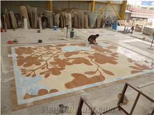 Complex Pattern Natural Marble Waterjet Medallion Flooring