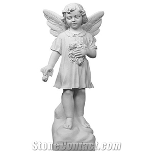 Garden Home Decoration Angel White Marble Statue Sculptures