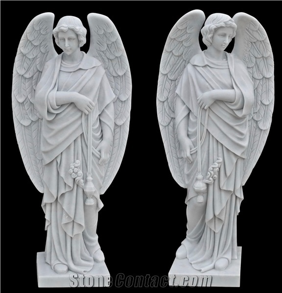 Garden Home Decoration Angel White Marble Statue Sculptures