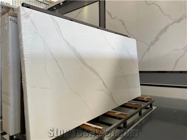 Bianco Calacatta Look Sintered Stone Slab for Prefab Kitchen