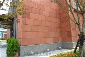 Split Surface Red Sandstone Wall Exterior Cladding Patio