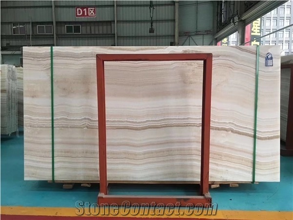 White Tiger Onyx Straight Texture Vein Cut Slab