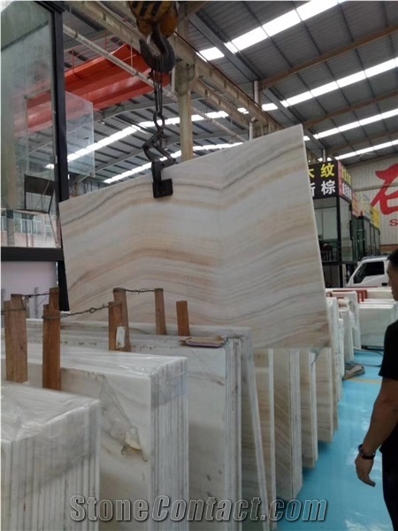 White Tiger Onyx Straight Texture Vein Cut Slab