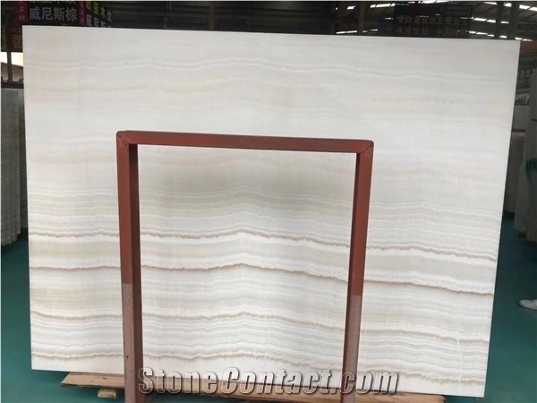 White Tiger Onyx Straight Texture Vein Cut Slab