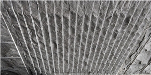 Indian Black Basalt - Hand Chiseled - Thin Lines Indian Black Basalt - Hand Chiseled - Thin Lines