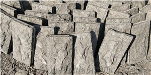 Indian Black Basalt - Rockface Cladding Tiles - Blasted Split Wall Stone