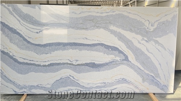 Blue Verns Amazing Blue Sky Calacatta Novo Quartz Slabs