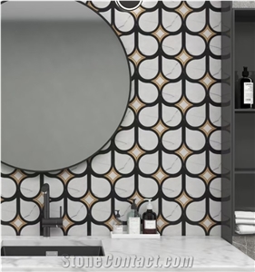 Persia Grey Marble Mosaic Tiles with White Marble