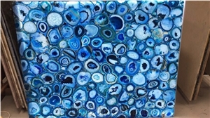 Led Light and Backlit Gemstone,Blue Luxury Agate Stone Panel