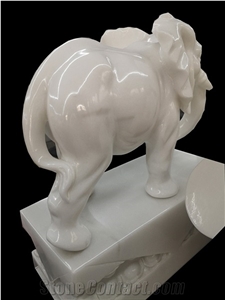 Craft Carving Onyx Small Elephant Table Sculpture