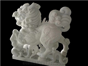Double Kirin Door White Stone Statue