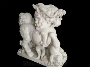Double Kirin Door White Stone Statue