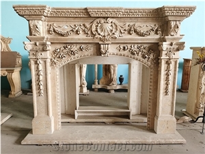 Marble Carved Fireplace Mantel Indoor