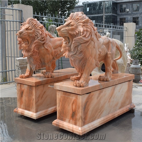 Polished Custom Lion Statues for Garden Modern Art Sculpture