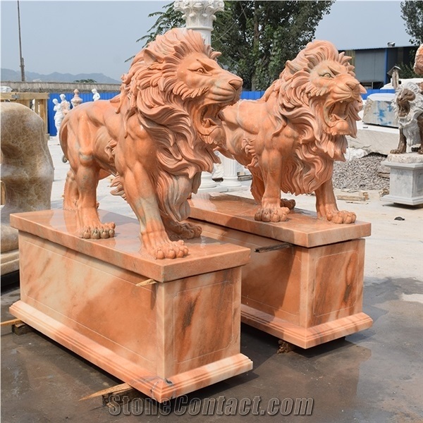 Polished Custom Lion Statues for Garden Modern Art Sculpture