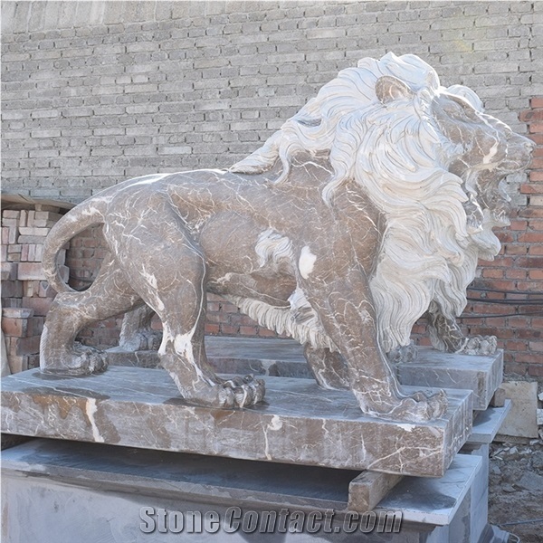 Polished Custom Lion Statues for Garden Modern Art Sculpture