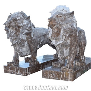 Polished Custom Lion Statues for Garden Modern Art Sculpture
