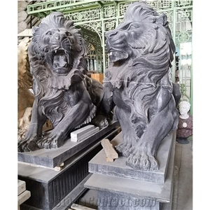 White Stone Lions Statues Front Door Lion Statue Sculpture