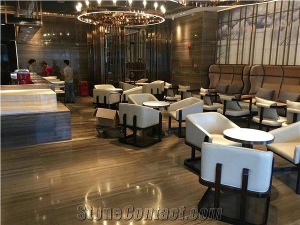 Chinese Coffee Wood Vein Brown Marble Polished Slabs & Tiles