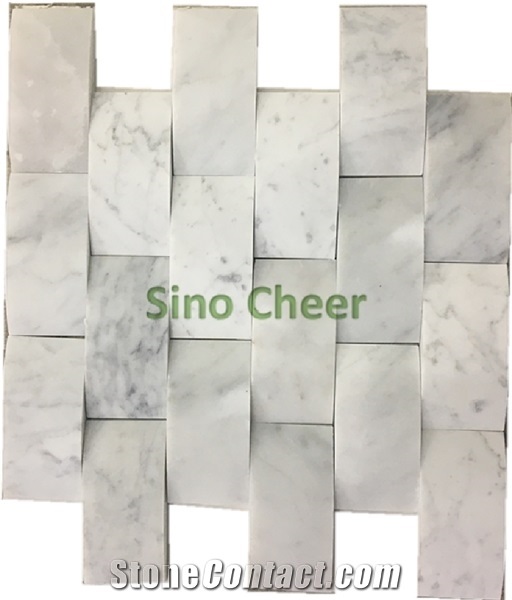 Carrara White Marble 3d Bread Brick Mosaic Tile