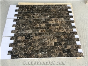 Emperador Dark Marble 2"X4" Brick Mosaic Tile