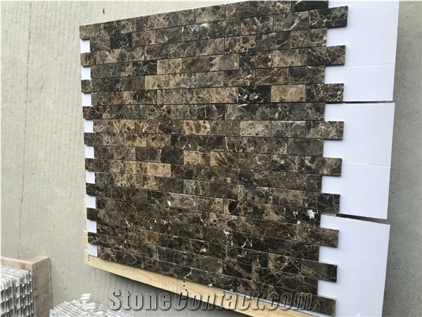 Emperador Dark Marble 2"X4" Brick Mosaic Tile