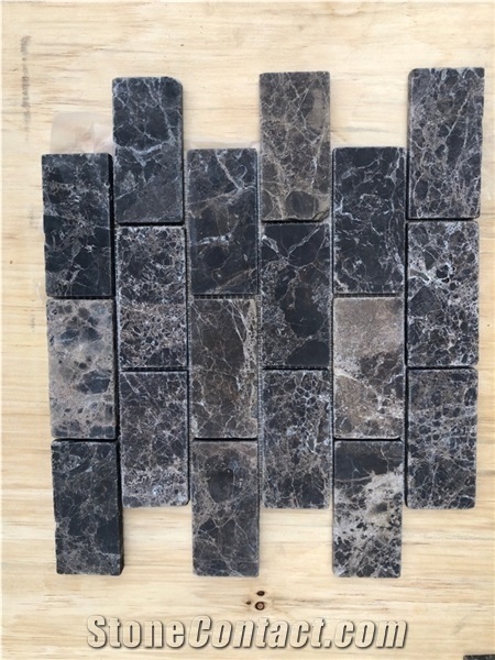 Emperador Dark Marble 2"X4" Brick Mosaic Tile