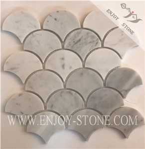 Carrara White and Crystal White Marble Mosaic
