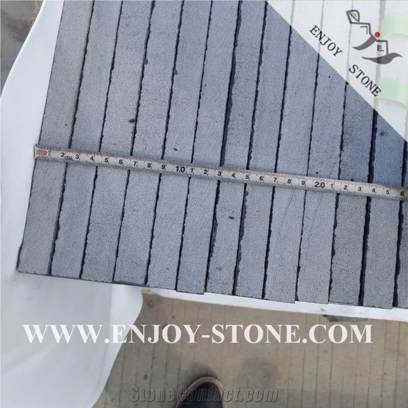Flamed / Exfoliated Black Basalt Cut to Size Tiles