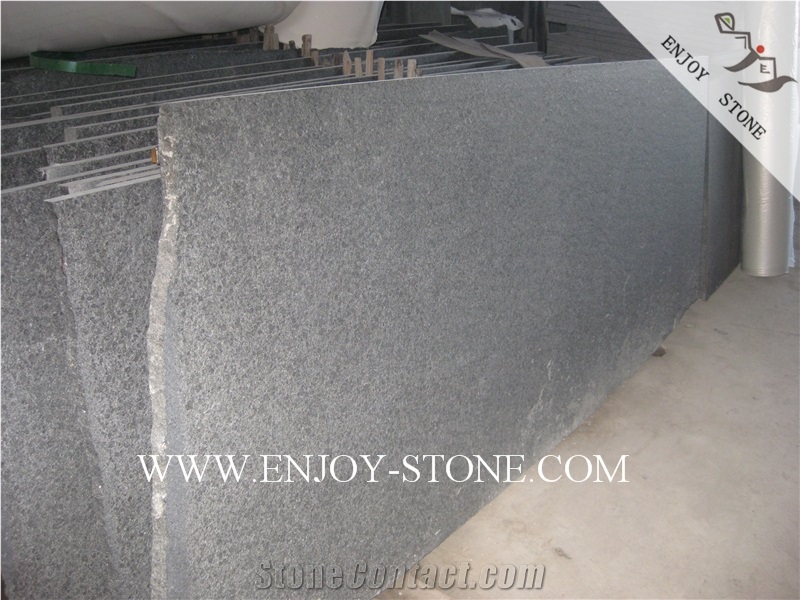 Flamed / Exfoliated Raven Black G684 Slabs, Large Size Tiles