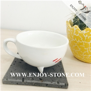 Honed Lavastone Macro Holes Basalt Glass/Mug Kitchen Coaster