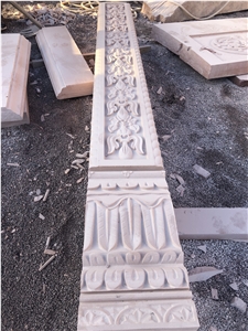 Jodhpur Pink Sandstone Carved Stone Relief Pillar